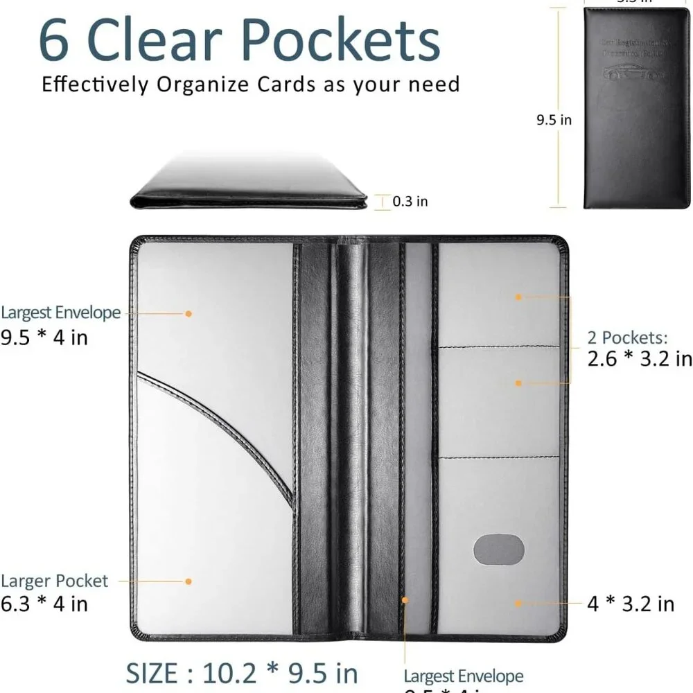 Car Accessories Registration and Insurance Holder,Leather Essential Card Magneti - Picture 4 of 6